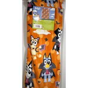 New Bluey Bingo & Mackenzie Halloween Costume Plush 50"x70" Orange Throw Blanket